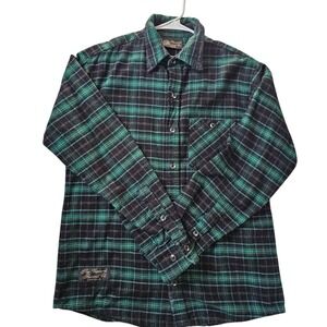 The Vermont Flannel Co Green Black Plaid Long Sleeve Flannel Shirt Mens Medium